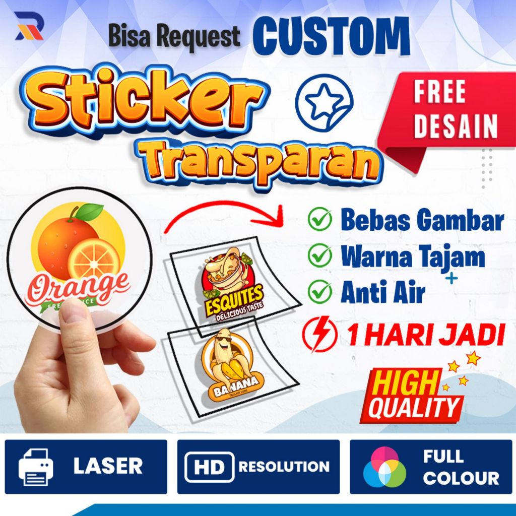 

Cetak Sticker Label Transparant | Sticker CUP, Botol, Parfum Transparant PREMIUM | Bebas Desain
