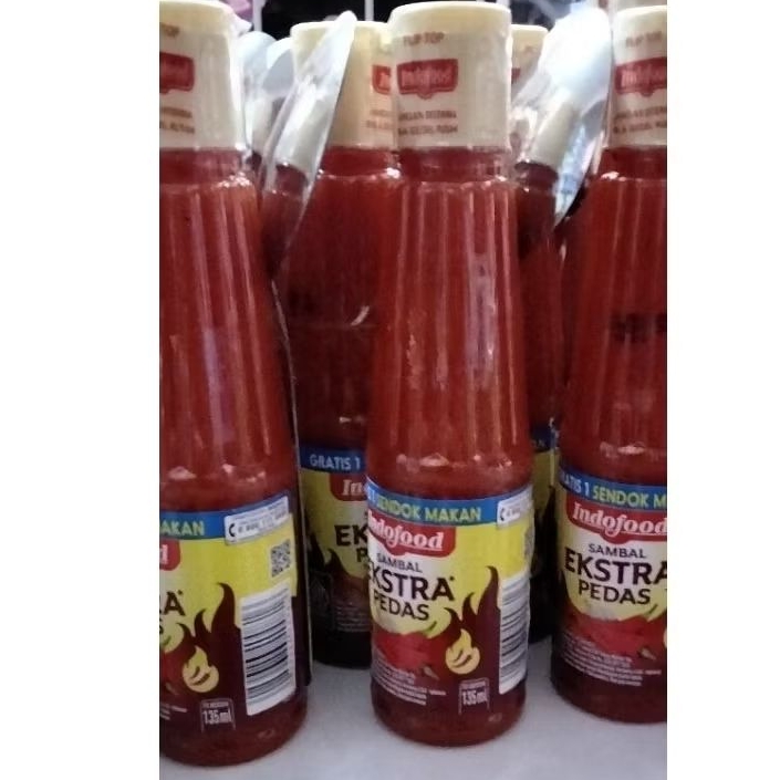 

1 botol saos indofod extra pedas fre sendok stanlis 1 pc