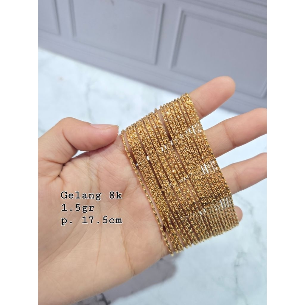 Gelang emas rantai bambu ukir rosegold