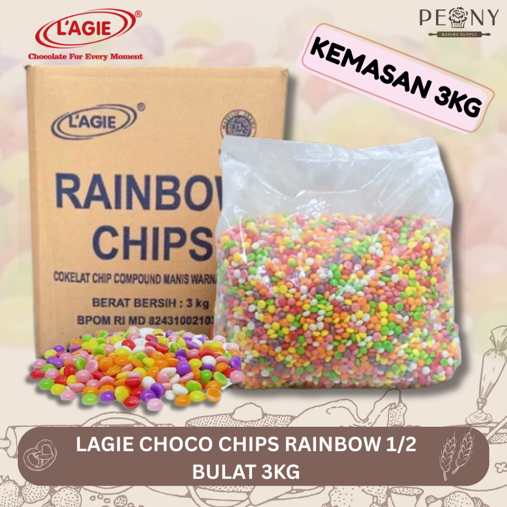 

LAGIE CHOCO CHIPS RAINBOW 1/2 BULAT 3 KG