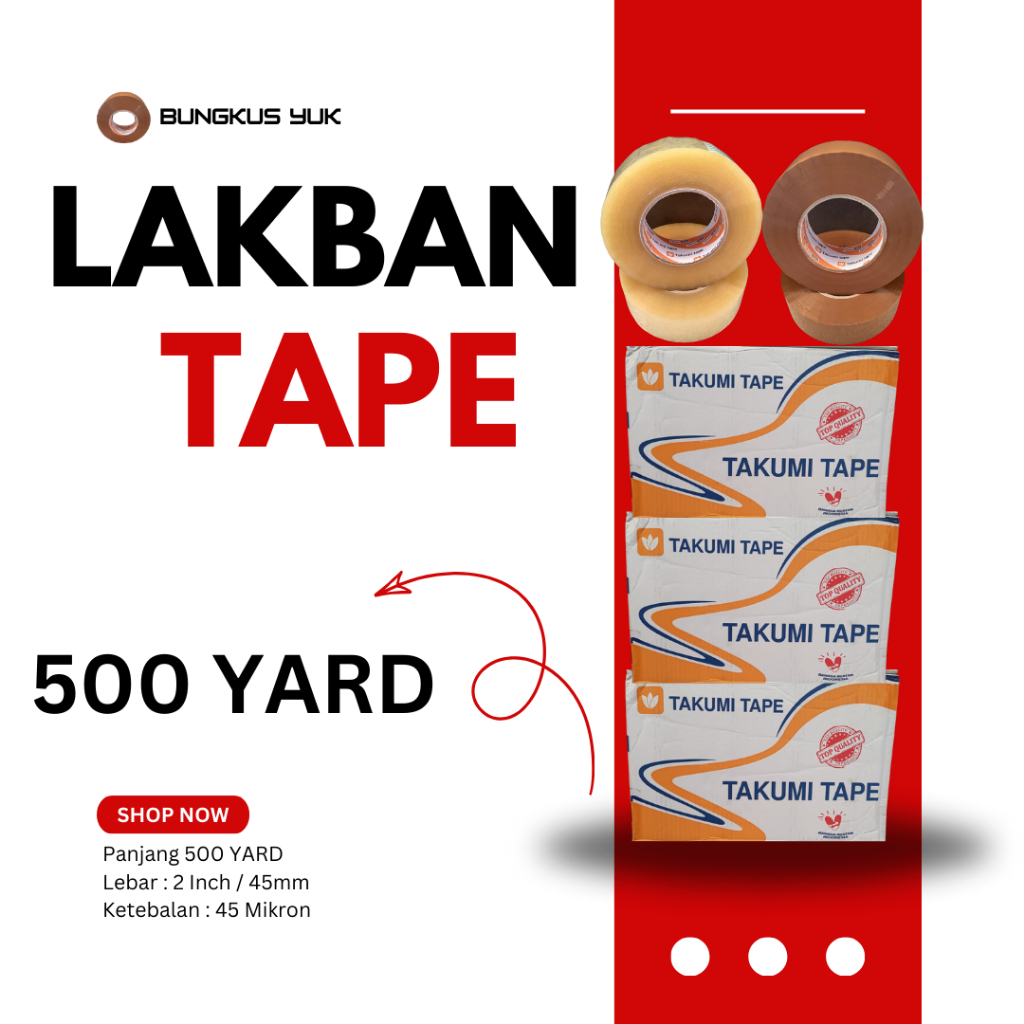 

LAKBAN TAKUMI 500YARD 2INCH 45mm 45mc BENING COKLAT TEBAL (1 DUS)