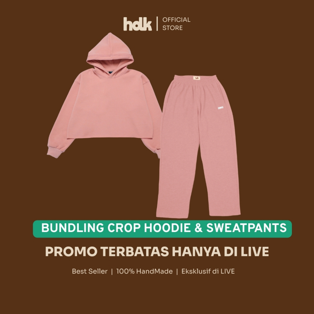 [SET AIRPORT] One Set Crop Hoodie Unfinished dan Sweatpants Loose Berbahan Fleece CVC Tebal dan Lemb