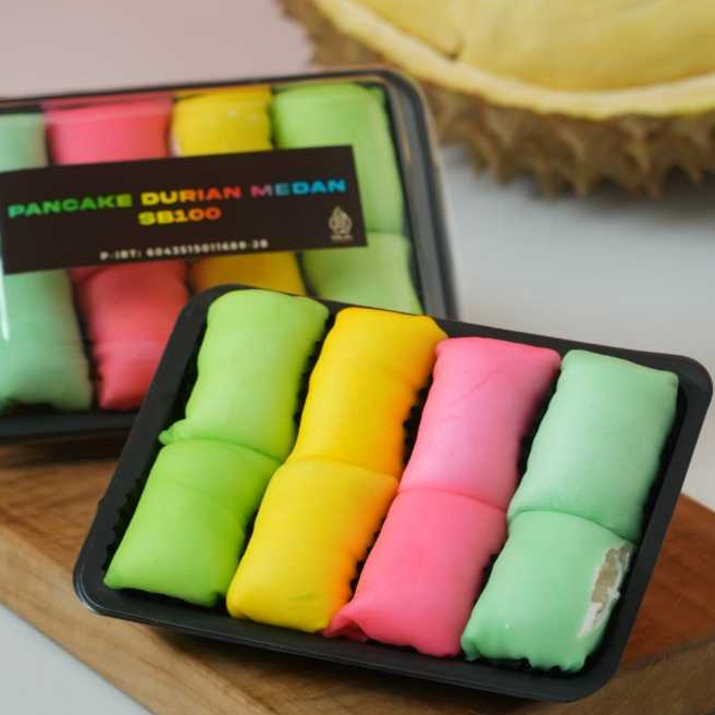 

Pancake Durian Mini isi 8 with Cream Pancake Mini Rainbow Asli Daging Durian Medan