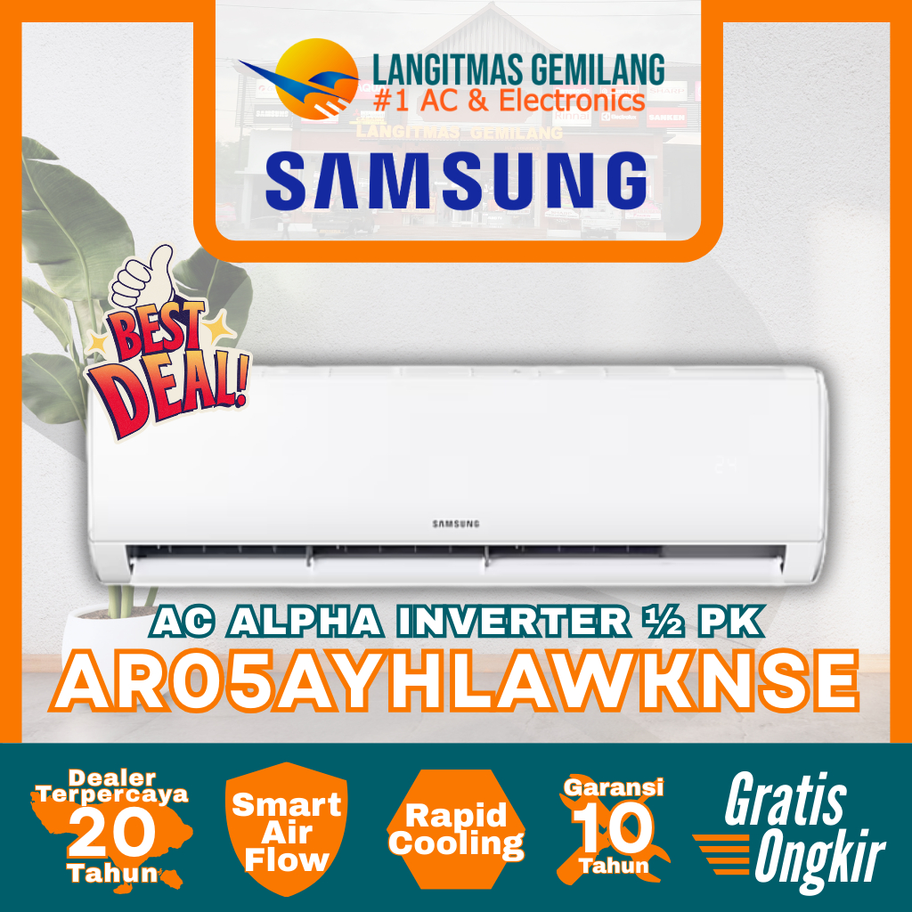 SAMSUNG AC ALPHA INVERTER ½ PK AR05AYHLAWKNSE