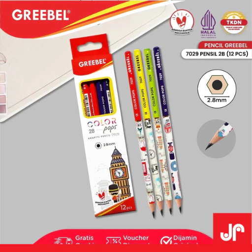 

GREEBEL Pensil kayu 2B 7029 COLOR POP /Pensil Kayu/Grafit/Graphite