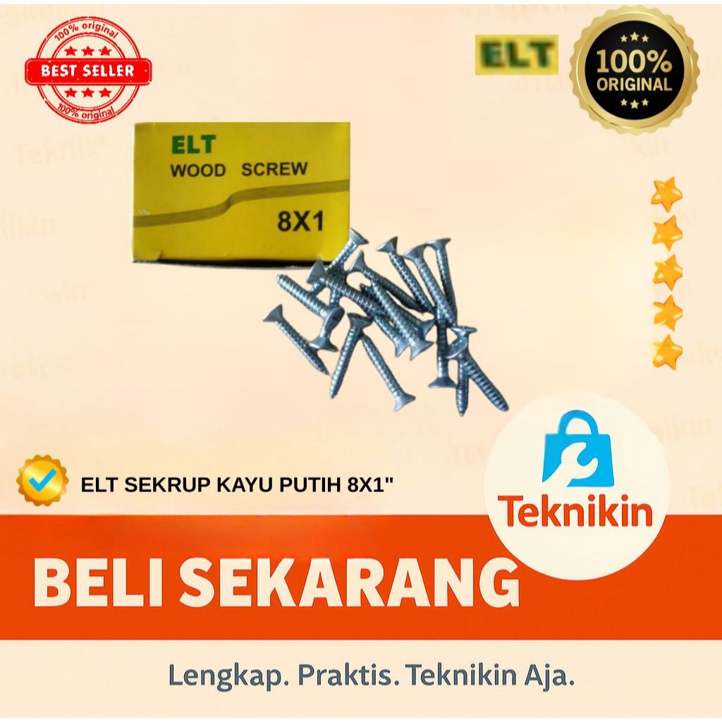 ELT Sekrup 8 x 1" / Sekrup Kayu Putih Galvanis Silver (+) 8 x 1 inch 2,5cm