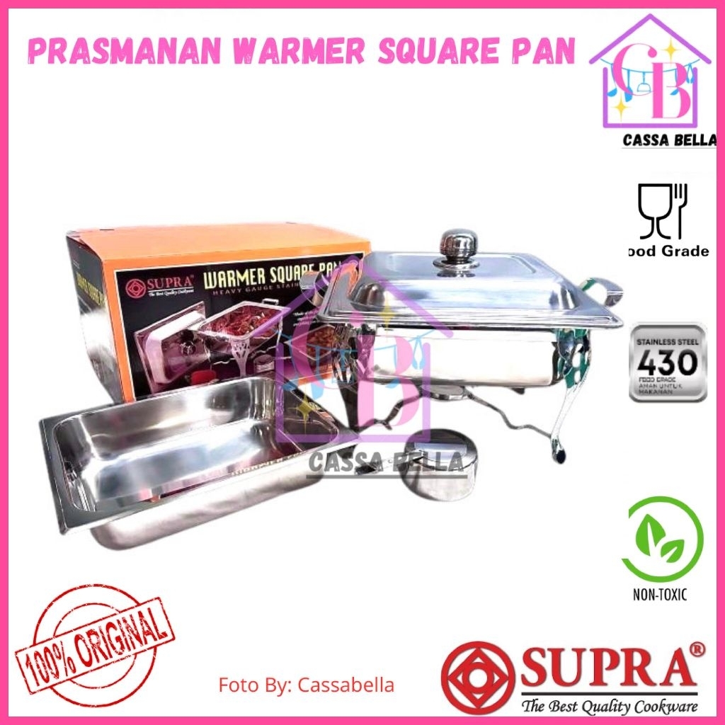 Warmer Square Pan SUPRA Stainless Steel / Prasmanan Stainless SUPRA