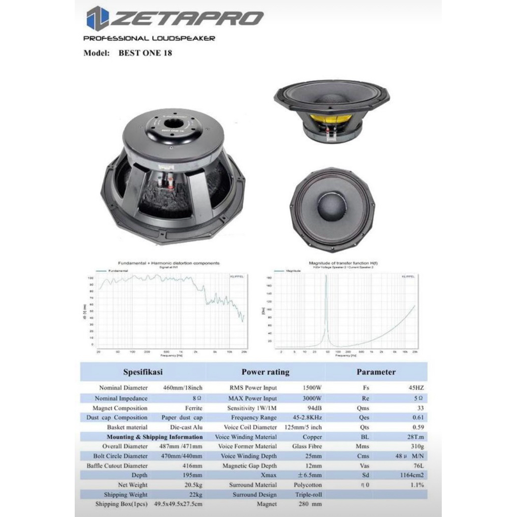 Speaker Zetapro Best One 18 (18 Inch Coil 5)
