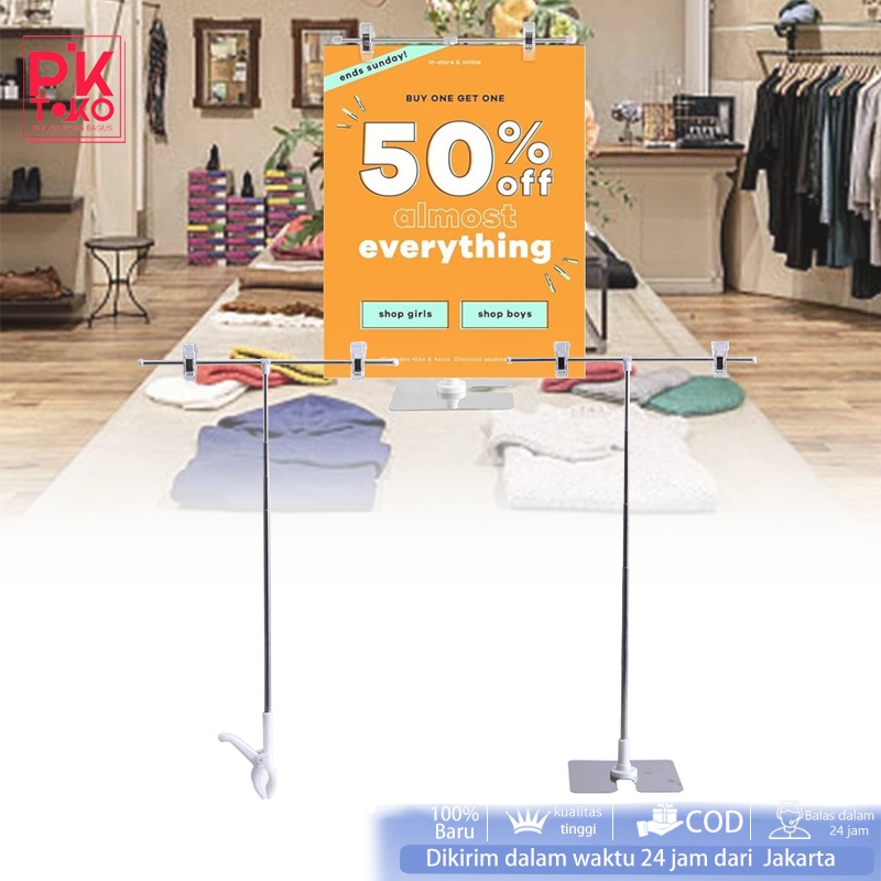 Banner Display Stand 29-93cm Adjustable Jepit Promosi Banner T Stand Pop Meja untuk Acara Promosi
