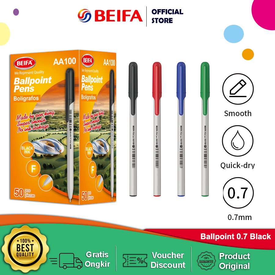 

Beifa Pulpen 0.7mm AA100 – Tulis Super Halus & Cepat Kering, Nyaman untuk Nulis Lama Tinta Hitam