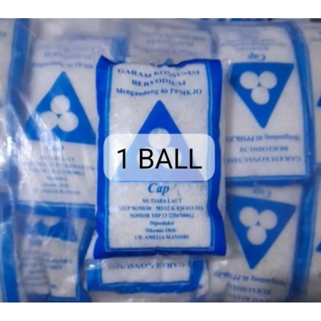 

Promo Murah!! 1 Ball Garam Kasar Beryodium Mutiara laut. Kemasan 200g