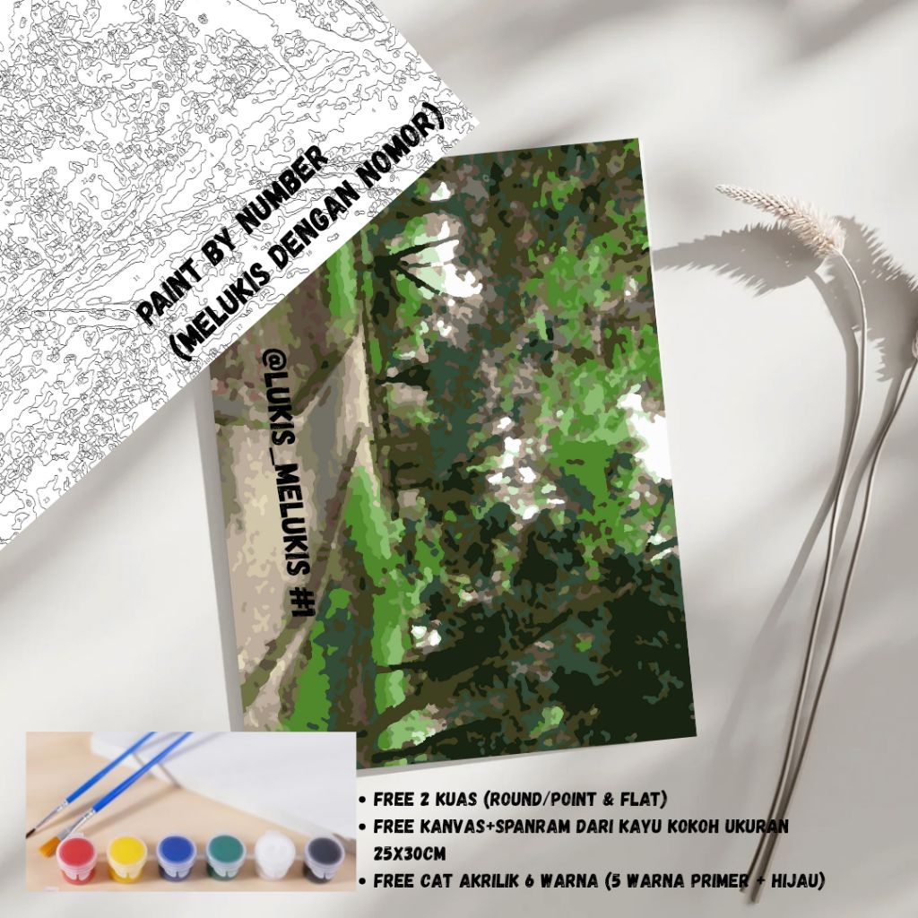 

Media Lukis Kanvas Paint by Number | Taman Hutan Kota | 25x30cm Free 2 kuas, Cat Lukis & spanram kayu