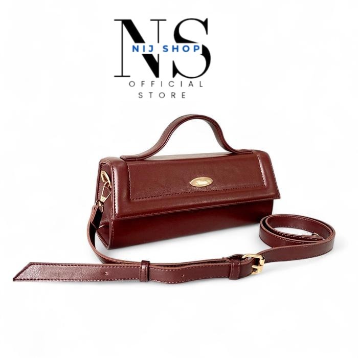 Sling bag wanita Nijshop Bahan lexus 1 ruang tas tabung lucu simpel muat hp Terbaru Mewah murah berk