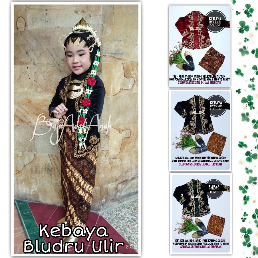 BAJU KEBAYA ANAK TK BLUDRU ULIR | KEBAYA BELUDRU ADAT JAWA ANAK PEREMPUAN | KEBAYA BELUDRU ULIR MURA