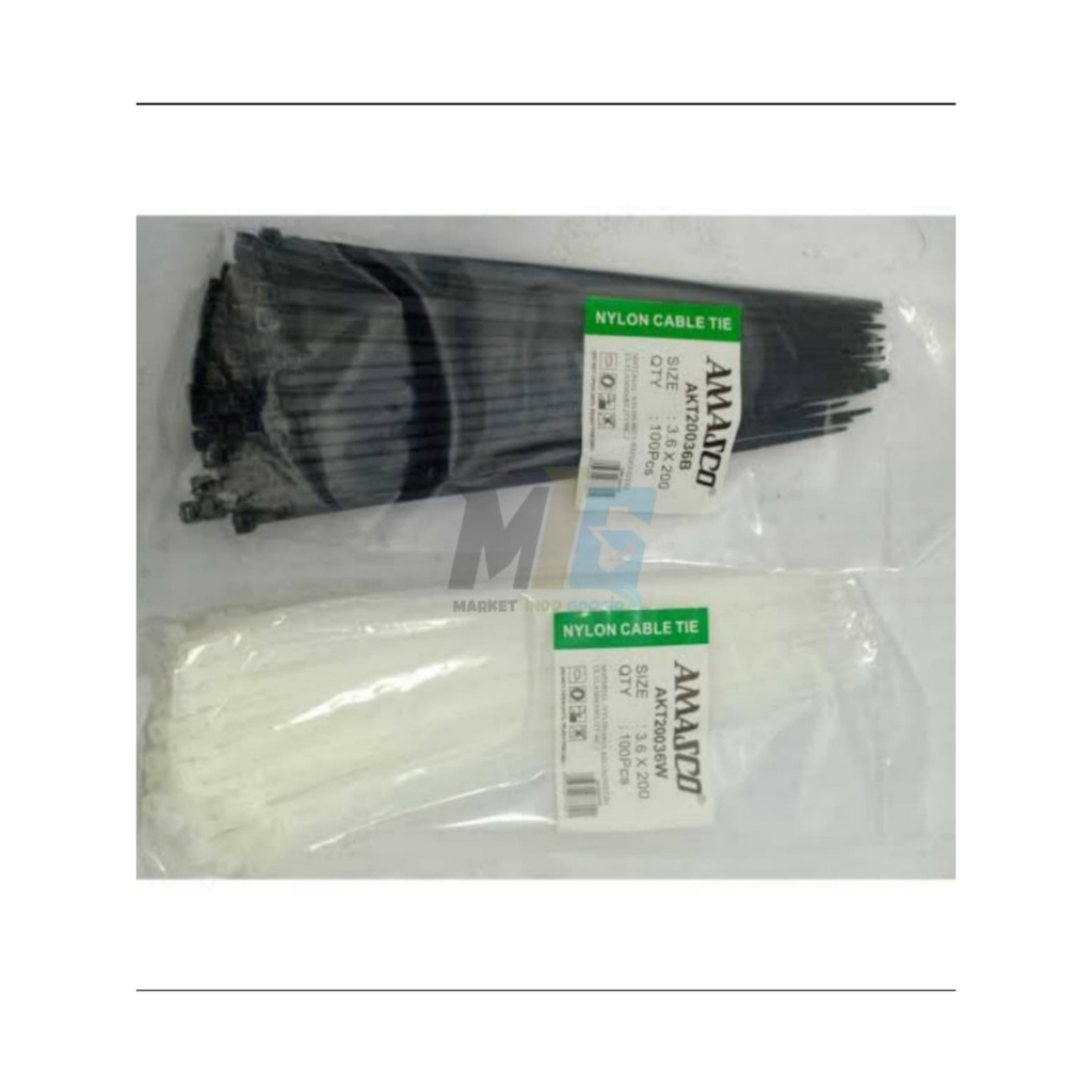 

Amasco Kabel Ties 3,6 x 200 & 300 mm (20&30cm) Quantity 100 Hitam/Putih Kabel Ties