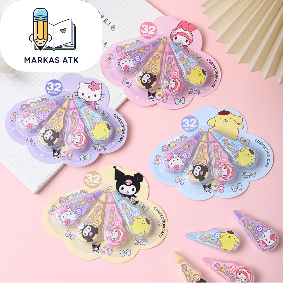 

Paket Tipex Kertas Sanrio Isi 4 Tipe X Roll Karakter Kuromi Melody Hello Kitty Stipo Lucu Alat Tulis Sekolah Kantor Aesthetic Kado Unik Termurah COD