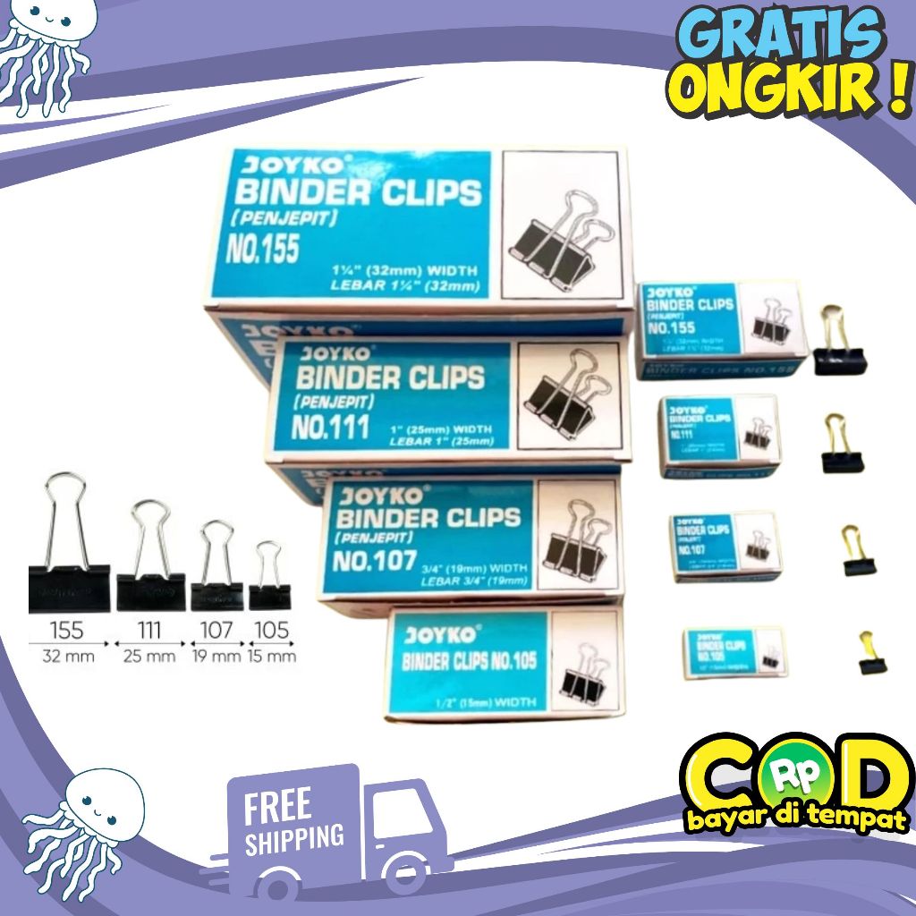 

Binder Clip Klip Penjepit Kertas Joyko No. 105 - 155