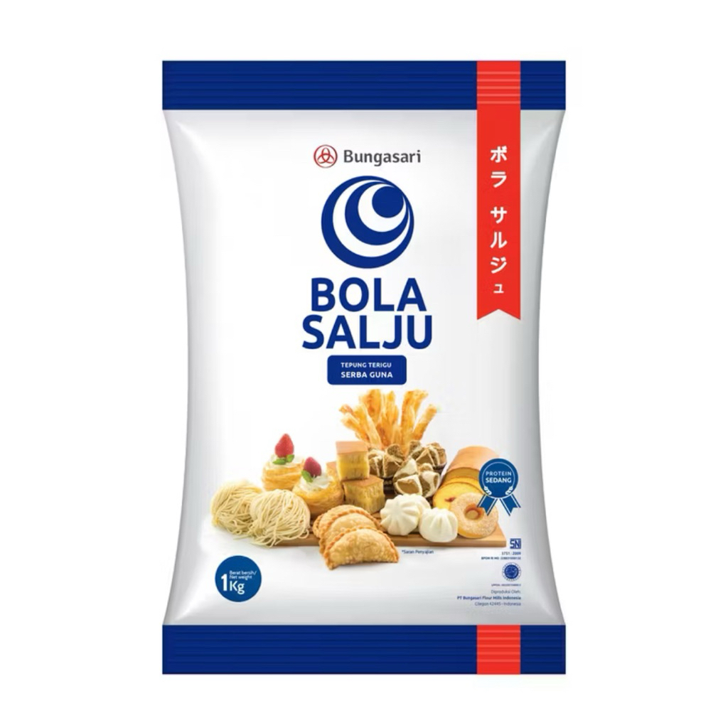 

TEPUNG TERIGU BOLA SALJU kemasan pabrik 1 KG