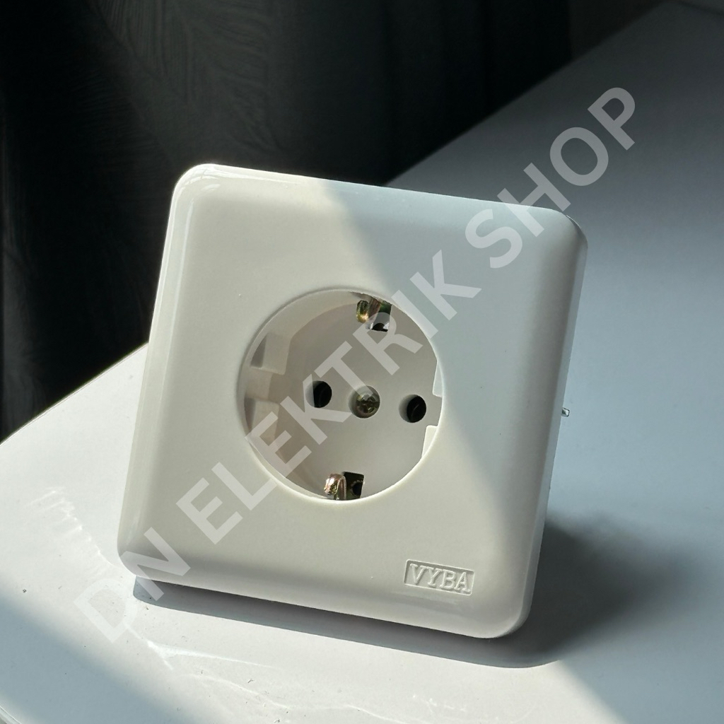 Stop Kontak & Saklar Tempel Dinding VYBA | Colokan & Saklar Listrik Varian Putih / Krem