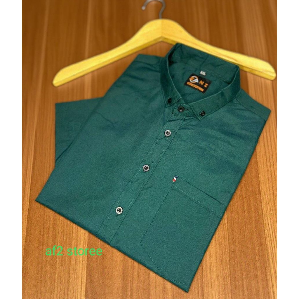 kemeja pria lengan pendek warna emerald green, kemeja polos pria lengan pendek emerald green,kemeja 