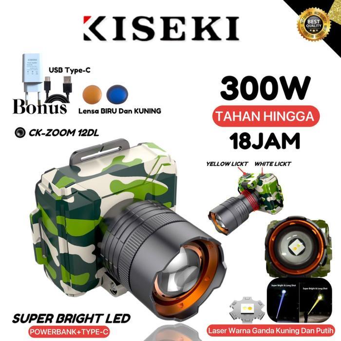 Kiseki Senter Zoom Dual Cahaya Putih Kuning CK-ZOOM 12DL 300 Watt Super Bright Led - Baterai 7800mAh