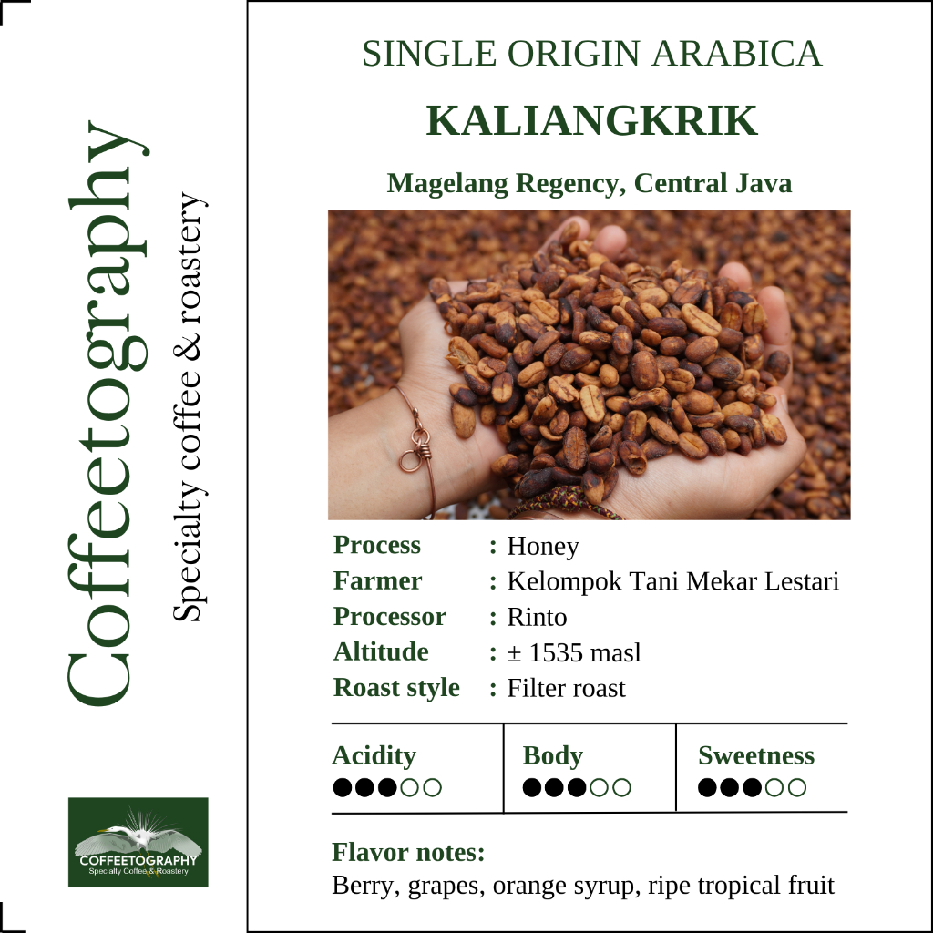 

KALIANGKRIK HONEY Specialty Coffee Beans by Coffeetography - Single Origin Arabica 200 gram