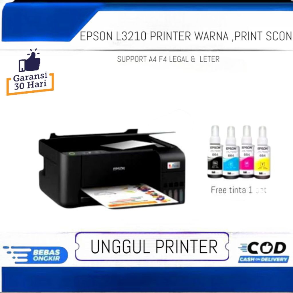 printer Epson L3210 print copy multifungsi free tinta 1 set