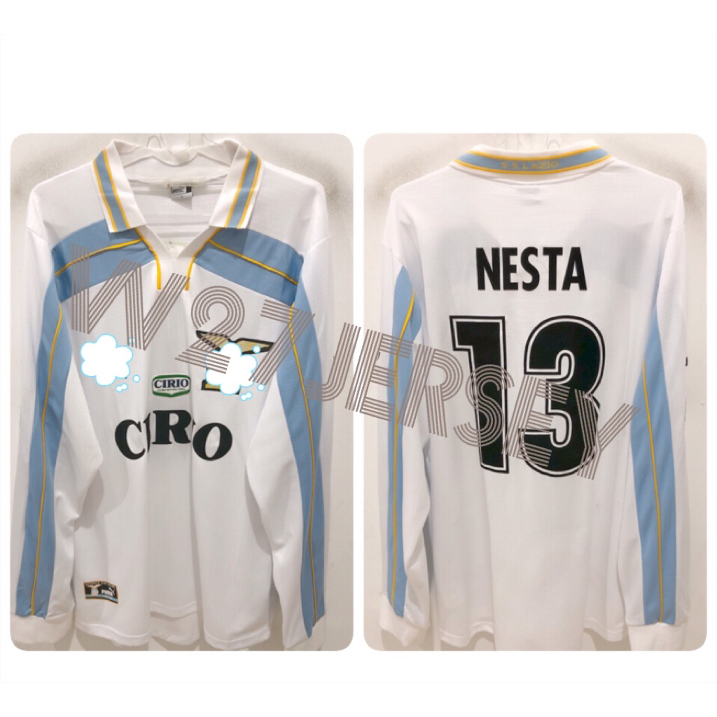 JERSEY RETRO - LAZIO AWAY CENTENARY LONGSLEEVE 1999-2000 name player Nesta + Patch