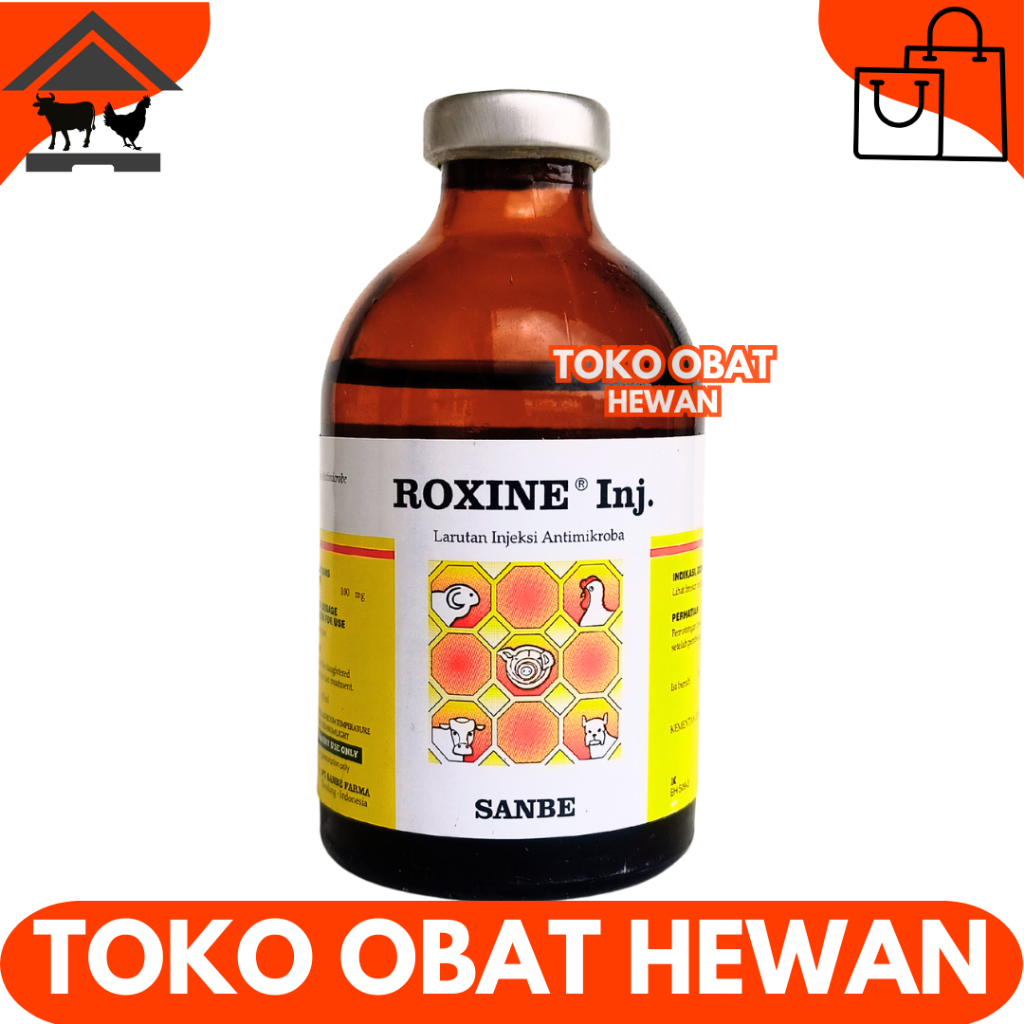 ROXINE 50ML - Obat Hewan Infeksi Pernafasan Ngorok CRD Ternak Sapi Kambing Ayam Unggas Babi