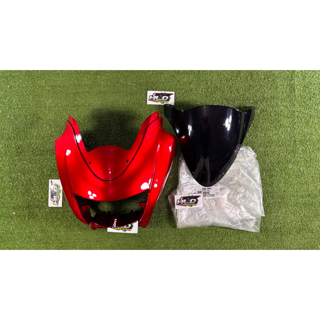 Batok Kerodong Depan SET Visor Yamaha RX-Z Baru RXZ Catalyzer Warna MERAH MAROON Import Malaysia