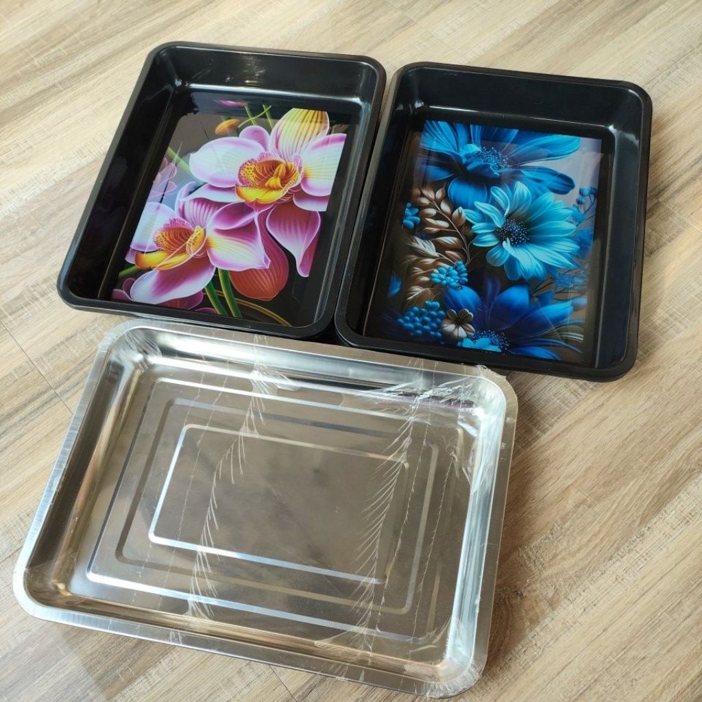 Nampan Stainless Besar +-39x29cm,Nampan plastik