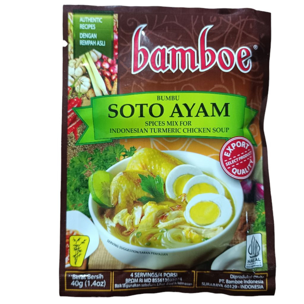 

Bumbu Instant Soto Ayam Bamboe 40gr Turmeric Chicken Soup Coto Bambu Bambo