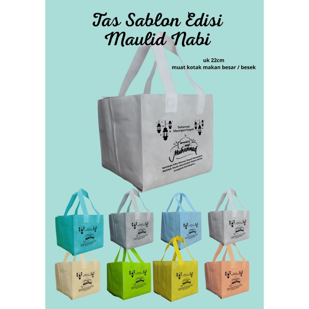 

tas sablon edisi maulid nabi 22x22x22cm