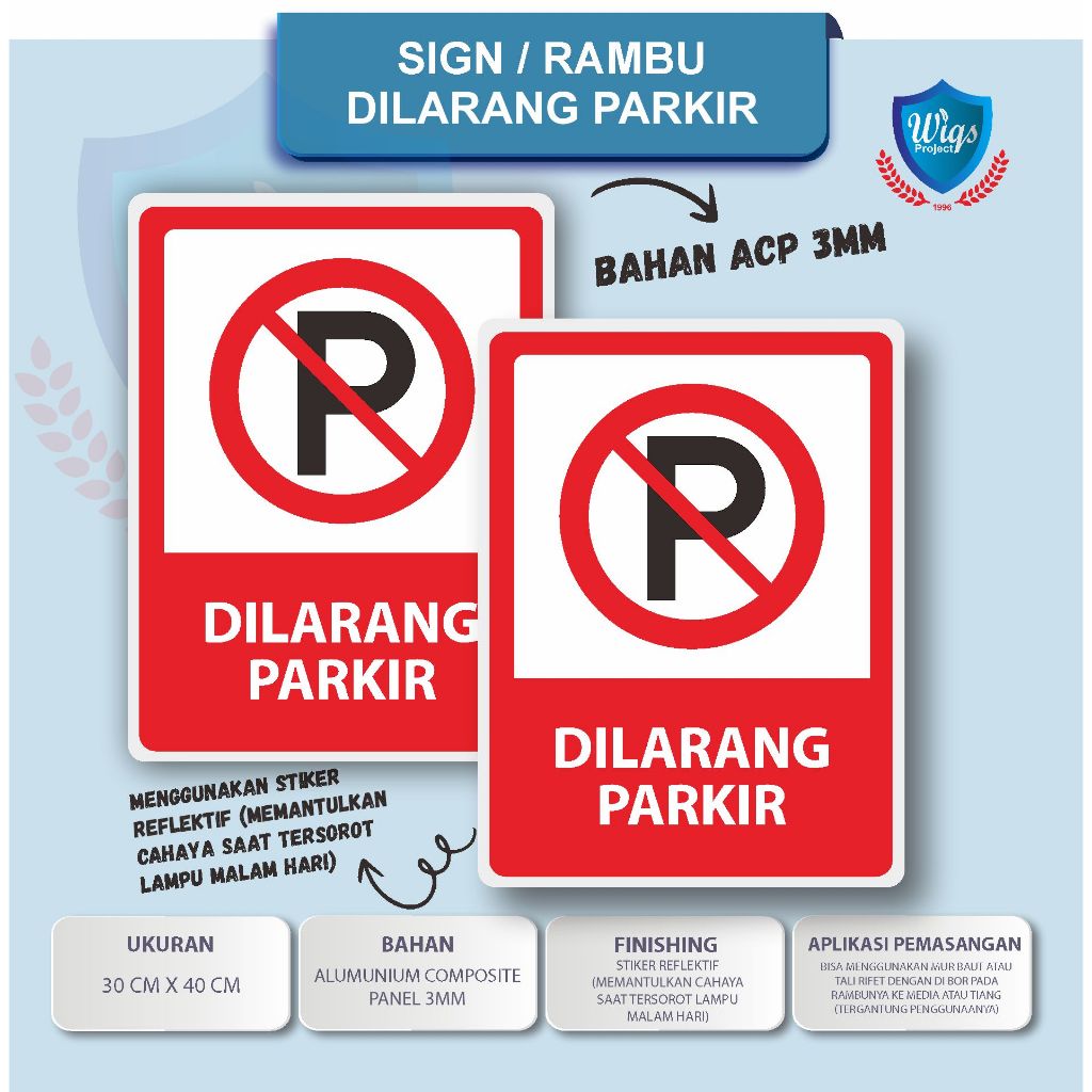 Rambu Dilarang Parkir Plat ACP tebal 3mm