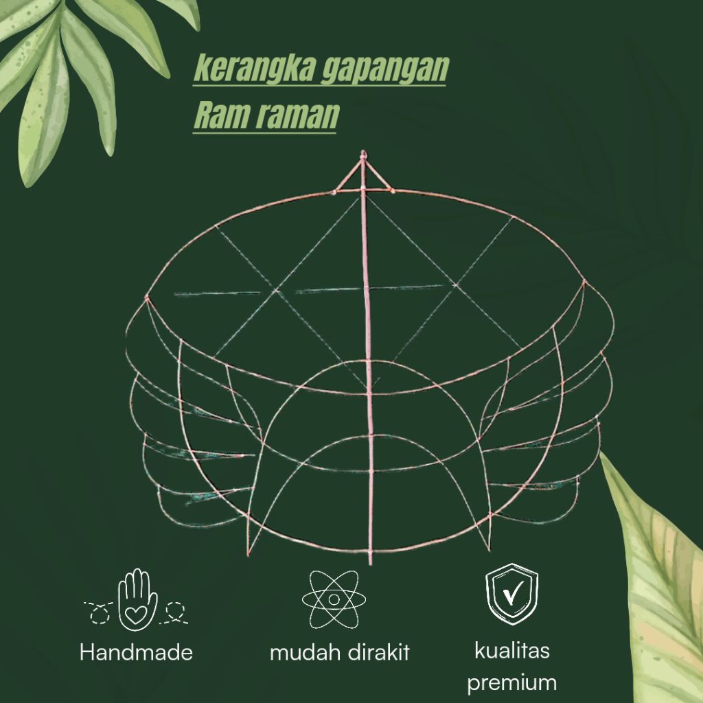 Rangka Layangan Ram Raman Empet set sendaren Di Raut  Halus 1-2,5 meter Belum Dirakit