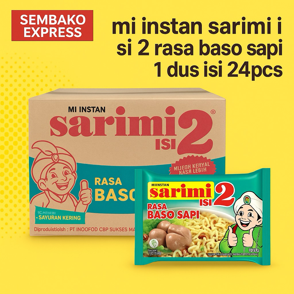 

Sarimi Isi 2 Rasa Baso Sapi 1 Dus (24 pcs) - Mi Instan Lezat & Praktis