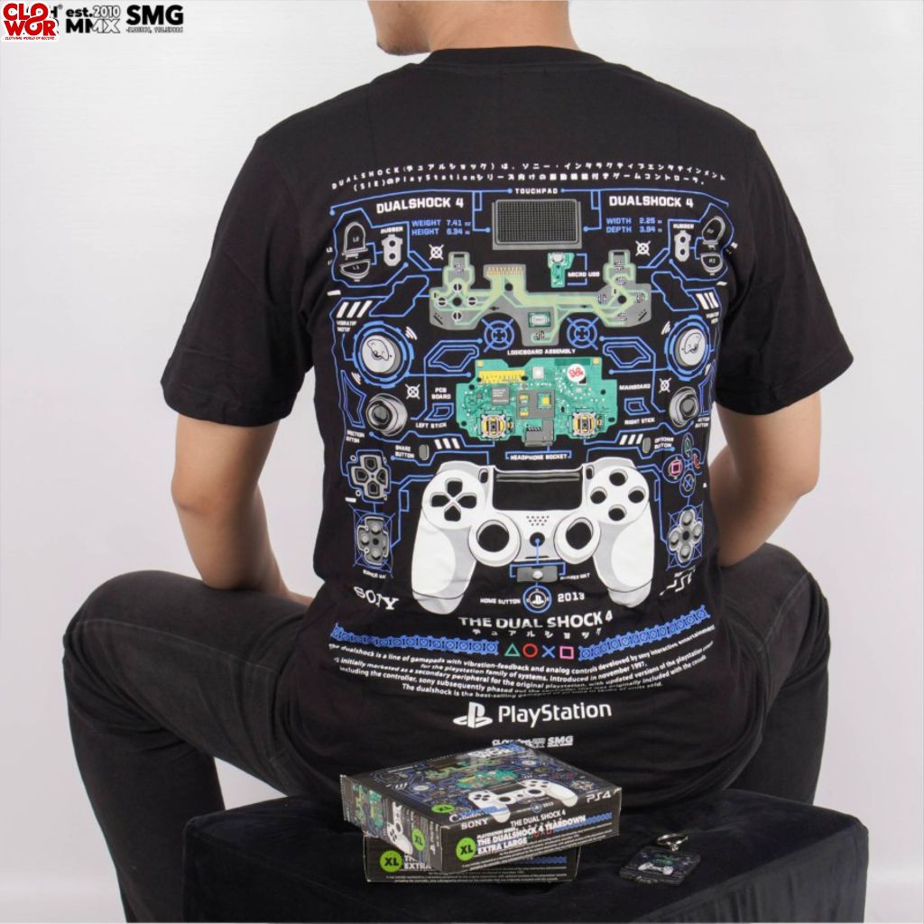 Kaos Pria Distro Original 100% CLOWOR PS4 Playstation DualShock 4 Controller Teardown Kaos T-Shirt