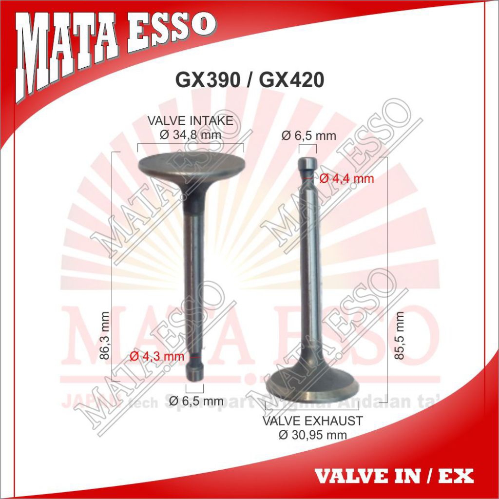 GX-390 klep / Valve in/ex untuk mesin GX390 / GX-420