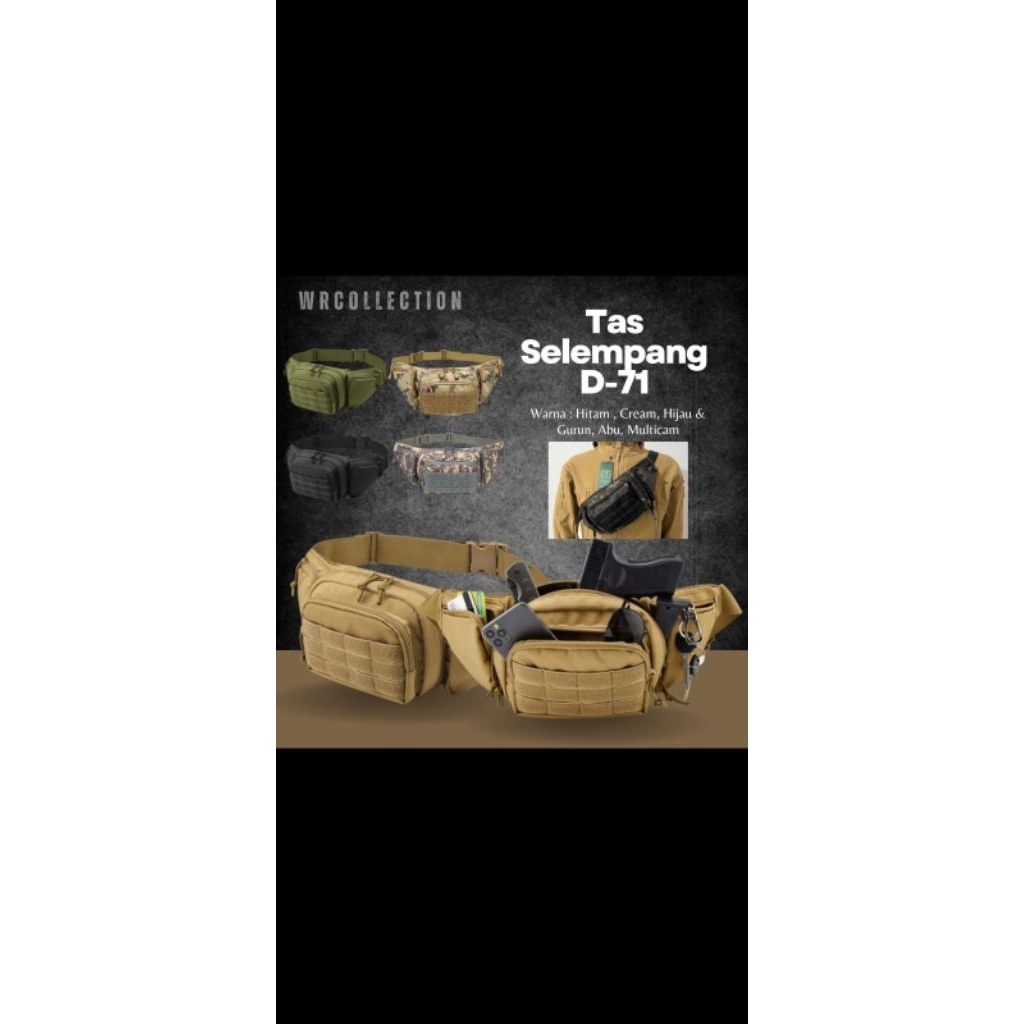 Tas salempang Tactical  D-71 / Tas Bahu Pinggang militer / Tas Dada
