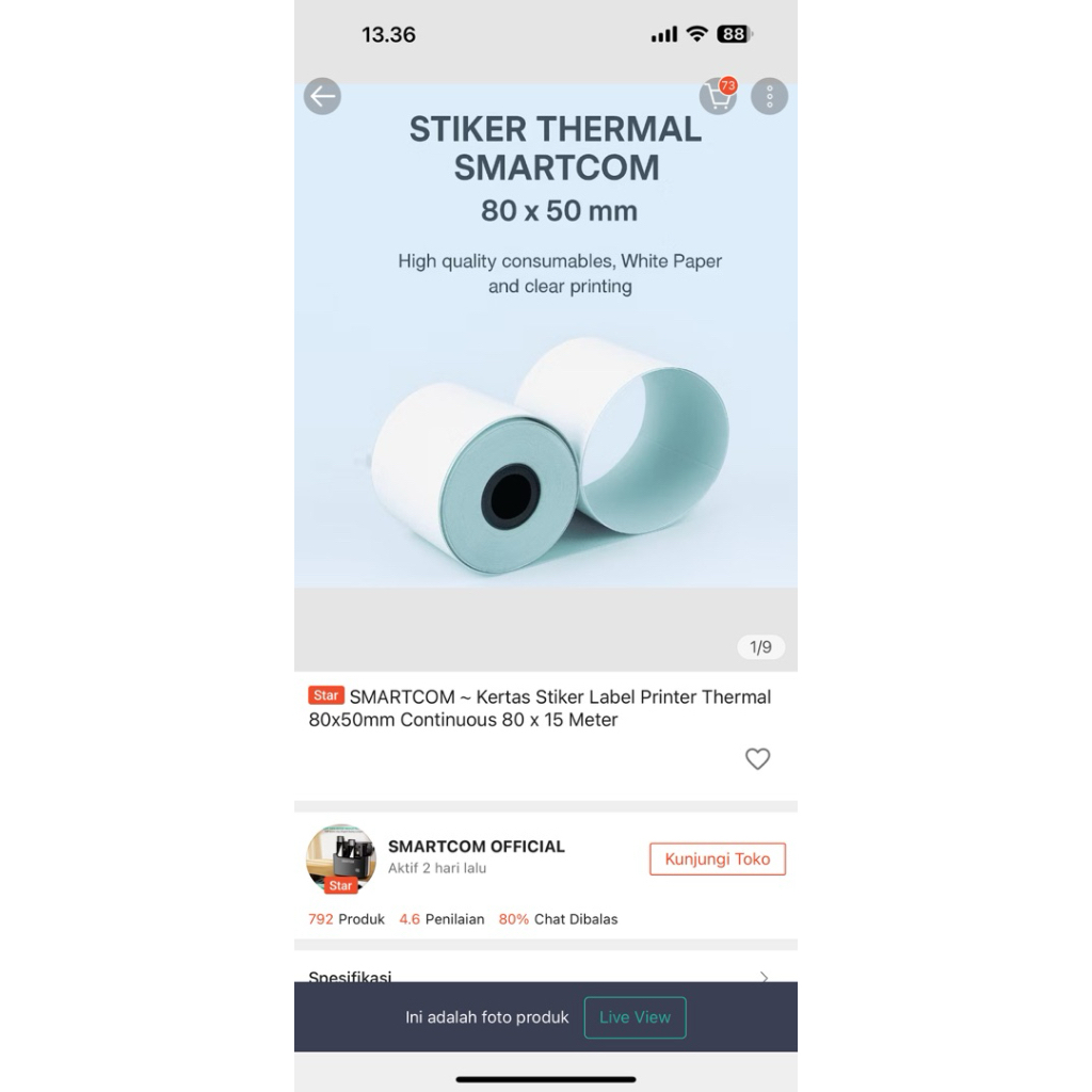 

ISI 5ROLL STICKER THERMAL LABEL PRINTER UKURAN 80x50mm