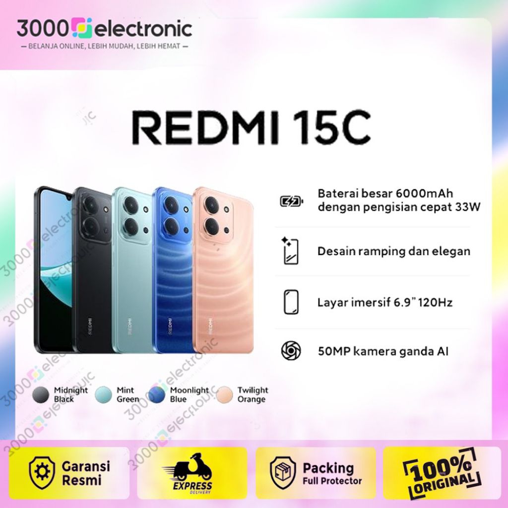 XIAOMI REDMI 15C RAM 6/128 & RAM 8/256 - BATERY 6000 MAH - 33 WATT - REFRESH RATE 120HZ - 50MP (GARA