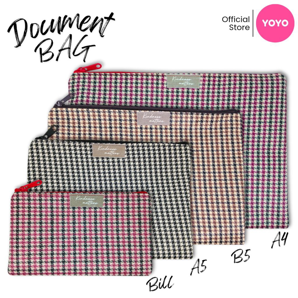 

Tas Dokumen Document Bag YOYO Kotak-Kotak Tas Resleting Pocket File Zipper Bag Zipper Folder