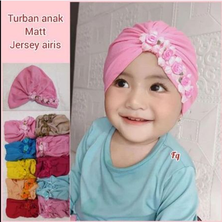 Turban Mawar Anak Jersey Turban Bayi Perempuan Turban Anak Cewe Lucu Turban anak jersey anti gerah U