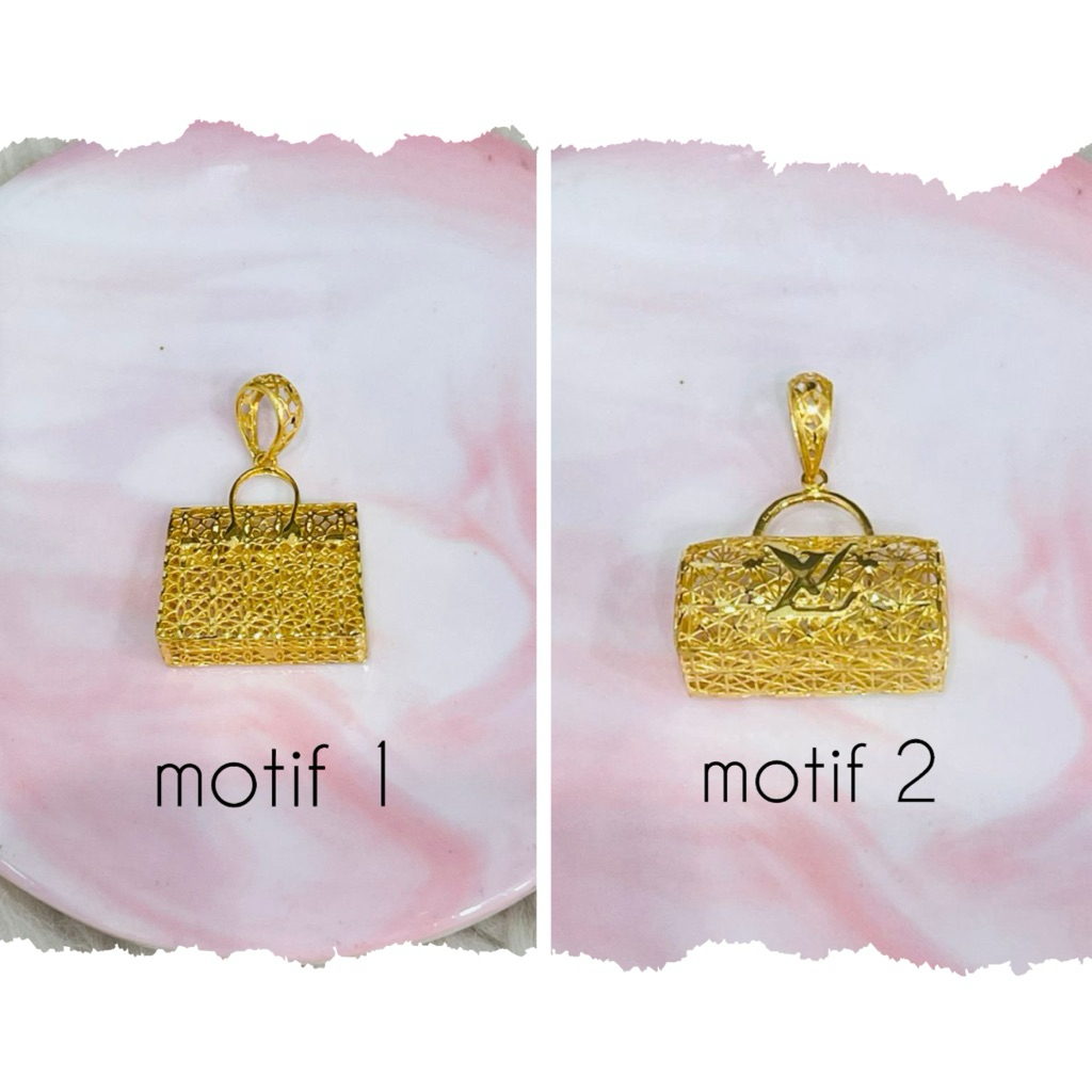 liontin model tas kerawang brand fashion mewah emas asli kadar 700