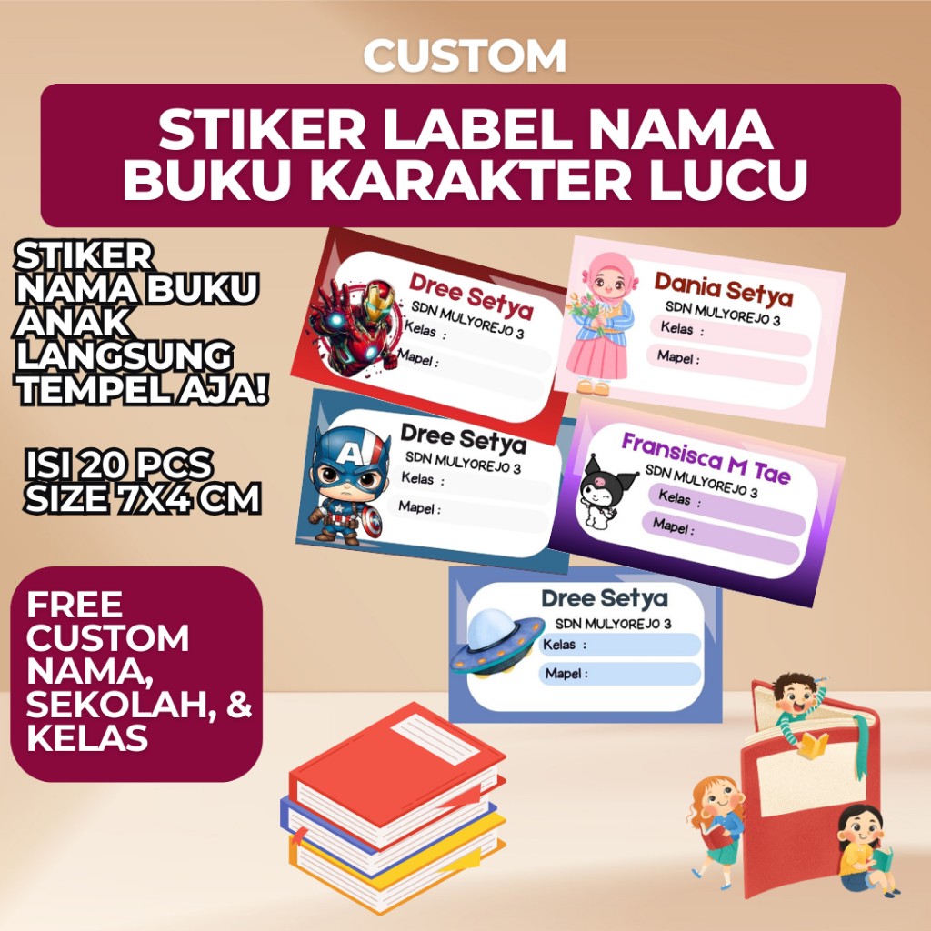 

DAPAT 20 STIKER Stiker label buku pelajaran stiker buku nama sekolah stiker nama buku stiker custom nama buku pelajaran sekolah stikerlabel nama buku karakter marvel melodi spiderman lucu/stiker nama buku ready stok COD/stiker buku anak stiker lucu