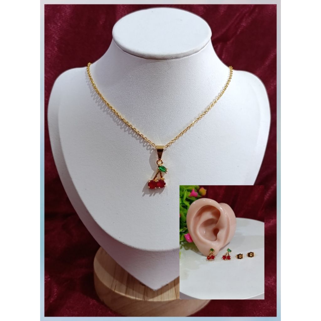 Kalung Berbahan Xp/Anting Xp Ceri/Kalung Ceri/Kalung Fashion Xp