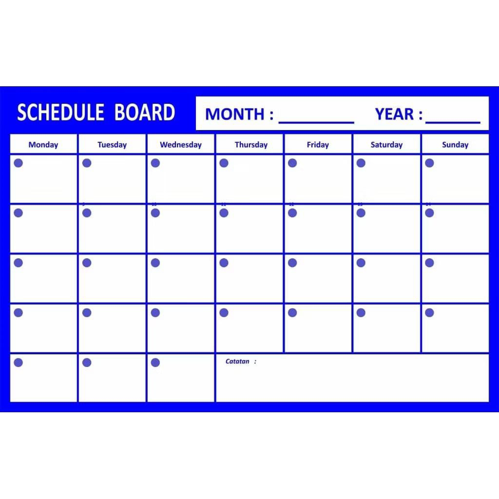 

SCHEDULE BOARD MONTHLY PLANNER BOARD 32x48 CM PAPAN TULIS KALENDER PAPAN JADWAL