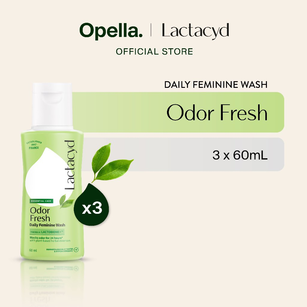 Lactacyd Odor Fresh Feminine Wash 3x60mL - Pembersih Kewanitaan untuk Bebas Bau Tak Sedap 24 Jam