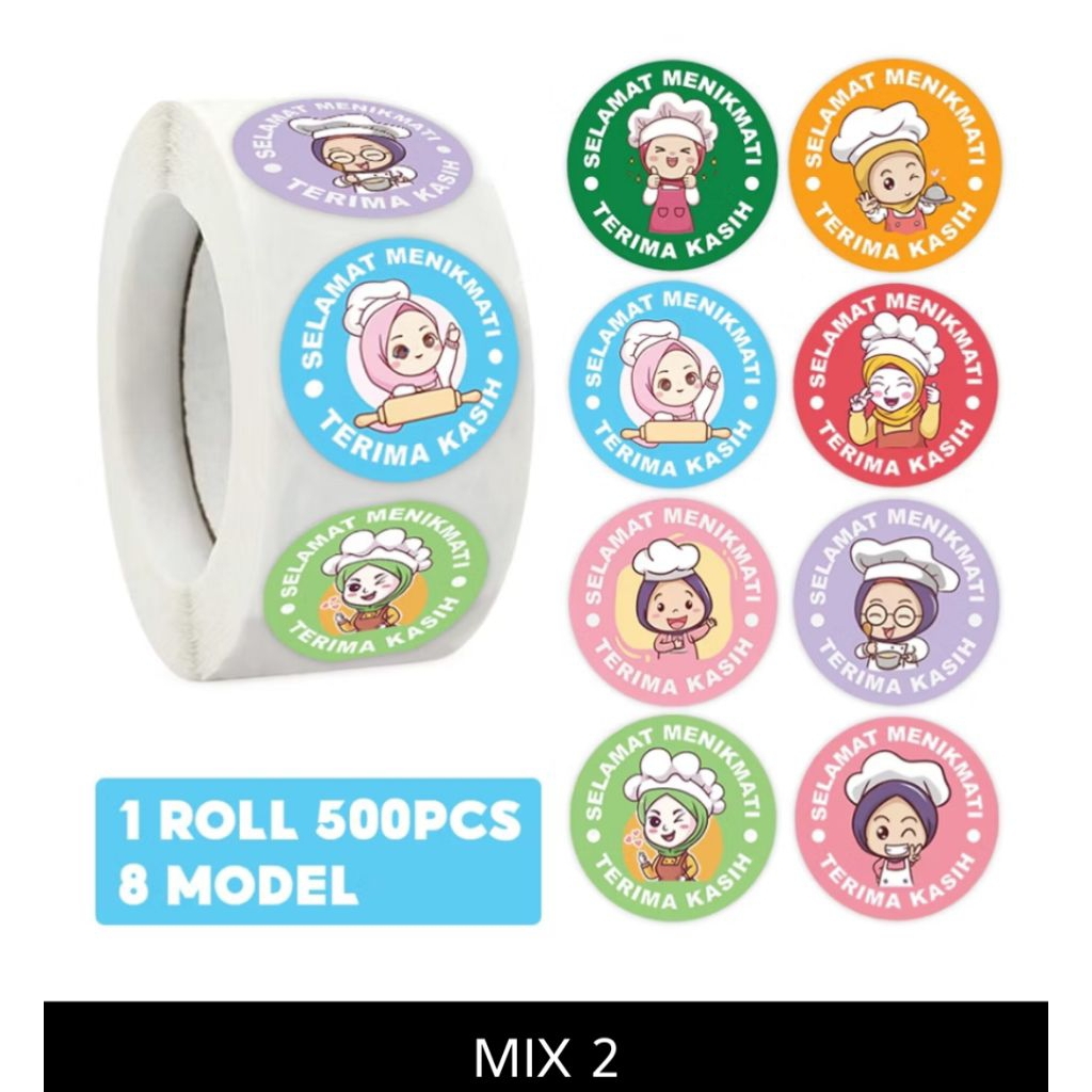 

Stiker Roll 500pcs Stiker Selamat Menikmati / Sticker Bulat Roll Makanan