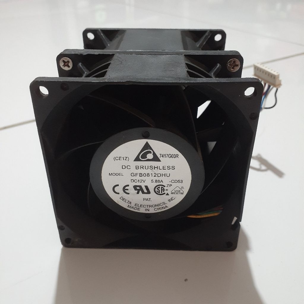 Delta high speed kipas dc 12V 5.88A 8cm double fan